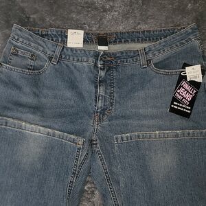 PZI Size 16 LONG Blue Straight Leg Jeans with Classic Indigo Wash